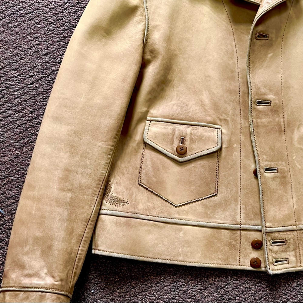 🔴SOLD🔴 Vintage distressed leather Polo Ralph Lauren repro A-1 flight jacket - Picture 6 of 15